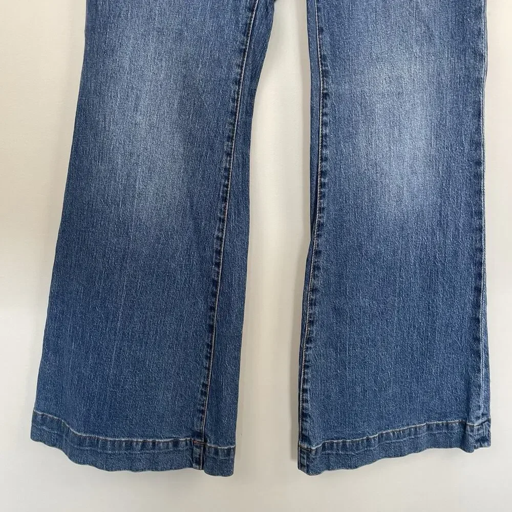PILCRO Flare Jeans Size 31 Blue High Rise Hippie Bell Bottoms Stretch Festival